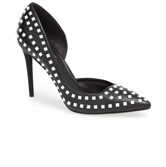 Kenneth Cole New York Black / White Spiked d'Orsay Heels - Picture 3 of 9